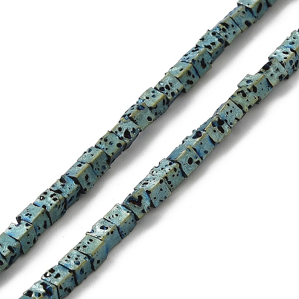 

PandaHall Electroplated Natural Lava Rock Beads Strands, Square, Green Plated, 2.5x2.5x2.5mm, Hole: 0.8mm, about 158pcs/strand, 16.14''...