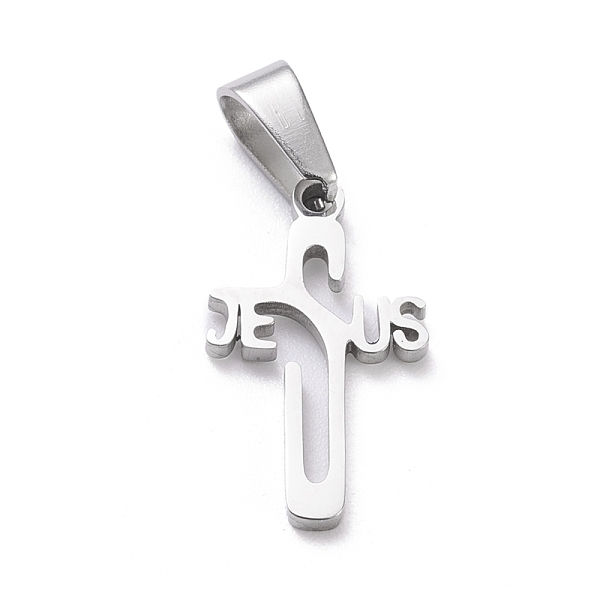 

PandaHall 304 Stainless Steel Pendants, Laser Cut, Crucifix Cross, for Easter, Stainless Steel Color, 21x12x1.5mm, Hole: 3.5x7mm 304...