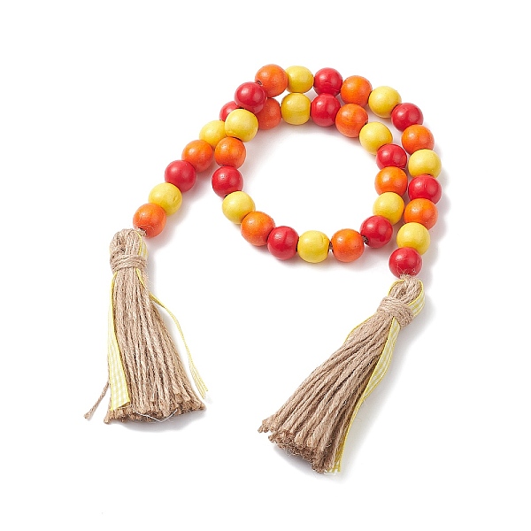 

PandaHall Natural Wood Beaded Pendant Decorations with Tassel Hemp Rope, for Halloween Party Decoration, Mixed Color, 755mm Wood Others..., Multicolor