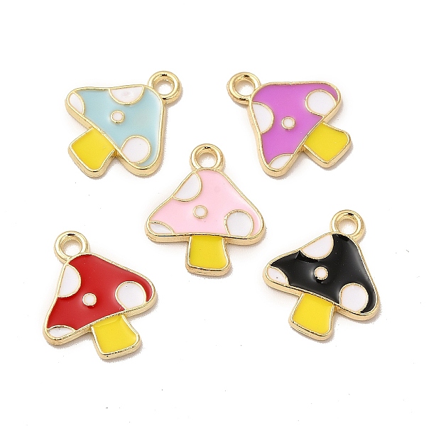 

PandaHall Alloy Enamel Pendants, Mushroom Charms, Mixed Color, Golden, 16x13.5x1.5mm, Hole: 1.8mm Alloy+Enamel Mushroom Multicolor