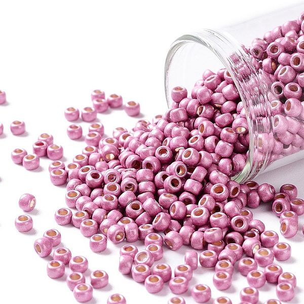 

PandaHall TOHO Round Seed Beads, Japanese Seed Beads, (PF553F) PermaFinish Pink Rose Metallic Matte, 8/0, 3mm, Hole: 1mm, about 1110pcs/50g...