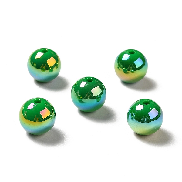 

PandaHall UV Plating Rainbow Iridescent Acrylic Beads, Round, Dark Green, 15~15.5x15.5~16mm, Hole: 2.7mm Acrylic Round
