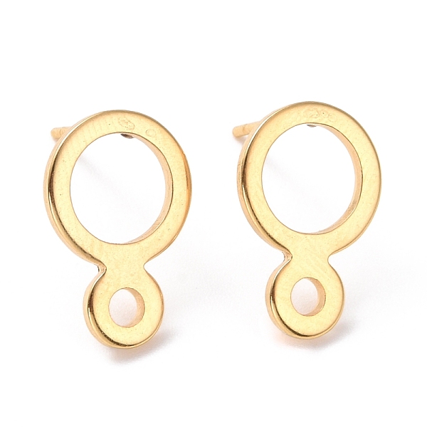 

PandaHall 201 Stainless Steel Stud Earring Findings, with Horizontal Loop and 316 Stainless Steel Pin, Ring, Real 24K Gold Plated, 14x9.5mm...