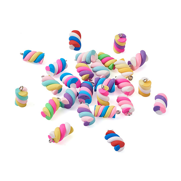 

PandaHall Craftdady 130Pcs 13 Colors Handmade Polymer Clay Charms, with Platinum Tone Iron Findings, Marshmallow, Mixed Color..., Multicolor