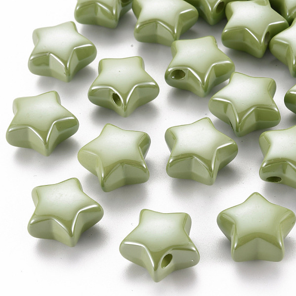 

PandaHall Opaque Acrylic Beads, Pearlized, Star, Olive, 20.5x21x12.5mm, Hole: 3.5mm Acrylic Star Green