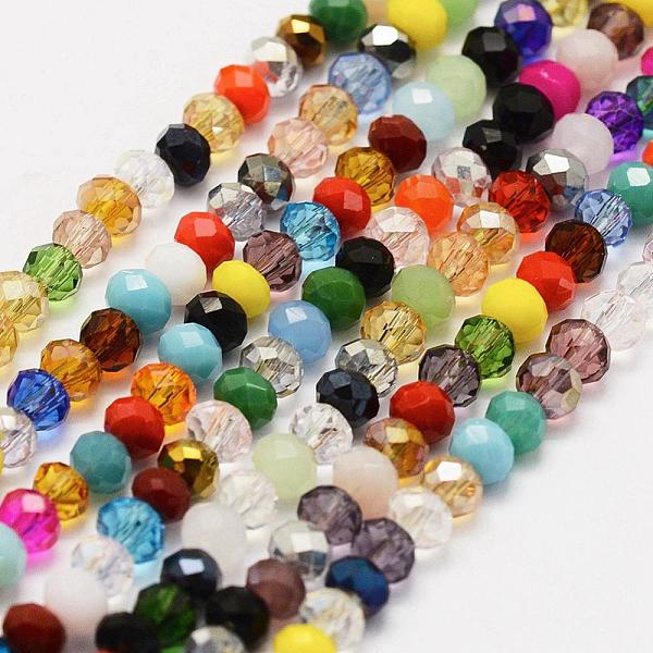 

PandaHall Electroplate Glass Beads Strands, AB Color Plated, Faceted, Rondelle, Colorful, 4x3mm, Hole: 1mm, about 130~140pcs/strand, 15.3...