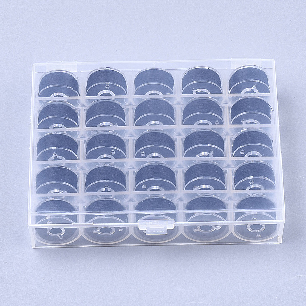 

PandaHall 402 Polyester Sewing Thread, Plastic Bobbins and Clear Box, Black, 0.1mm, 50m/roll, 25rolls/box Polyester Black