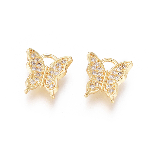 

PandaHall Brass Micro Pave Clear Cubic Zirconia Charms, Long-Lasting Plated, Butterfly, Golden, 12x11.5x2.8mm, Hole: 2.5mm Brass+Cubic...