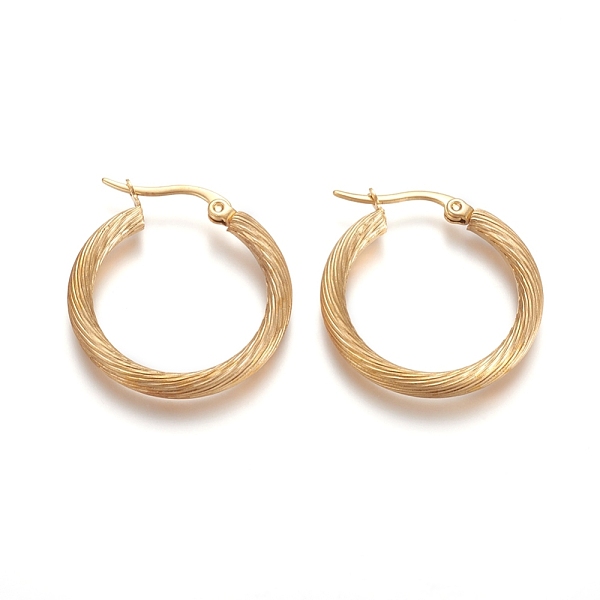 

PandaHall 304 Stainless Steel Geometric Hoop Earrings, Hypoallergenic Earrings, Twist Ring, Golden, 26x3mm, 9 Gauge, Pin: 1x0.6mm 304...