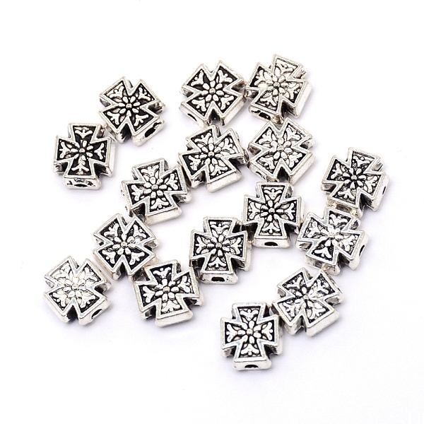 

PandaHall Tibetan Style Alloy Beads, Cadmium Free & Lead Free, Cross, Antique Silver, 8.5x8x3.5mm, Hole: 1.5mm Alloy Cross