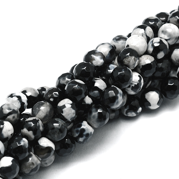 

PandaHall Faceted Natural Agate Round Beads Strands, Dyed, Black, 4mm, Hole: 1mm, about 92pcs/strand, 15.3 inch Natural Agate Round Black