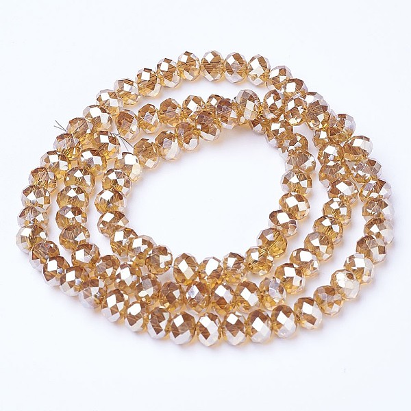 

PandaHall Electroplate Glass Beads Strands, Platinum Plated, Faceted, Rondelle, BurlyWood, 3x2mm, Hole: 0.8mm, about 150~155pcs/strand..., Orange