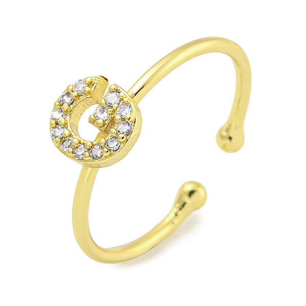 

PandaHall Rack Plating Brass Open Cuff Rings for Women, with Cubic Zirconia, Cadmium Free & Lead Free, Long-Lasting Plated, Letter, Letter G...