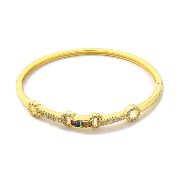 

PandaHall Colorful Cubic Zirconia Rectangle Hinged Bangle, Brass Jewelry for Women, Golden, Inner Diameter: 2x2-1/4 inch(5x5.72cm) Cubic...