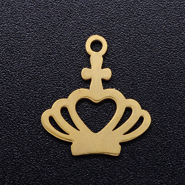

PandaHall 201 Stainless Steel Pendants, Crown, Golden, 15x13.5x1mm, Hole: 1.5mm 201 Stainless Steel Crown