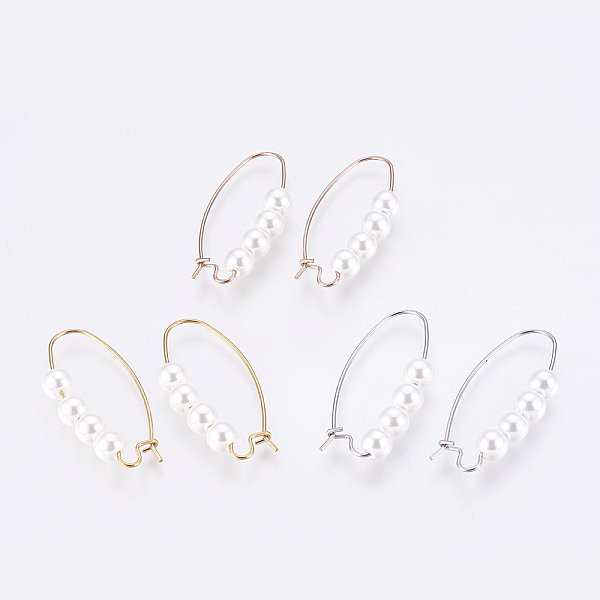 

PandaHall 304 Stainless Steel Hoop Earrings, Beaded Hoop Earrings, with Acrylic Pearl Beads, Mixed Color, 37x18x6mm, Pin: 0.9mm Acrylic..., White