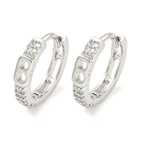 Boucles d'oreilles créoles en laiton micro pavé de zircons cubiques transparents pour femmes
