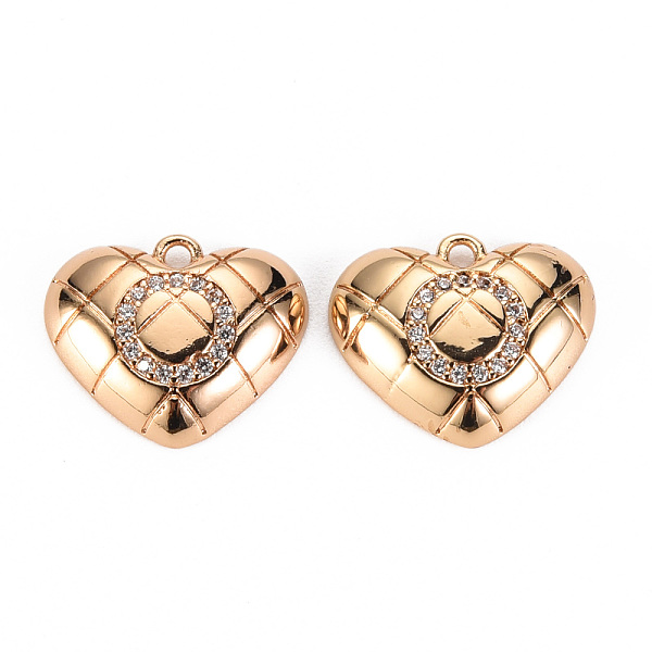 

PandaHall Brass Micro Pave Clear Cubic Zirconia Pendants, Nickel Free, Real 18K Gold Plated, Heart with Word, Letter.O, 12x15x3.5mm, Hole...