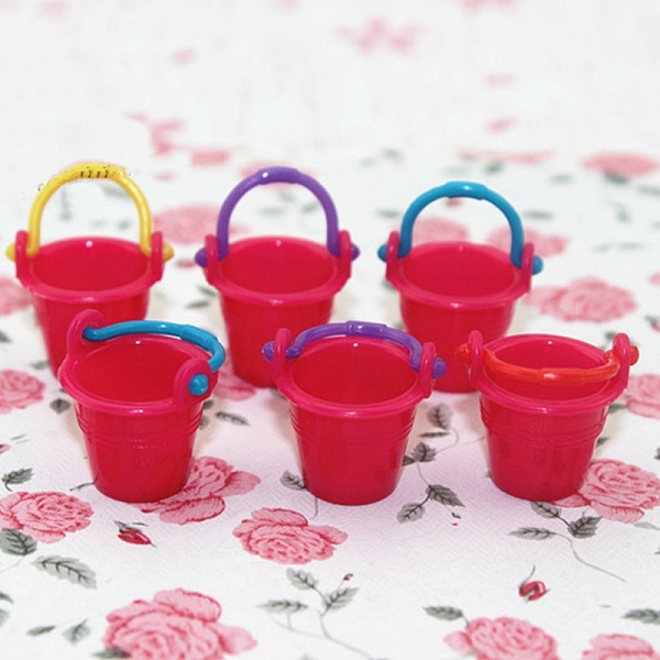 

PandaHall Plastic Bucket Miniature Ornaments, Micro Landscape Home Dollhouse Bathroom Accessories, Pretending Prop Decoration, Cerise..., Red