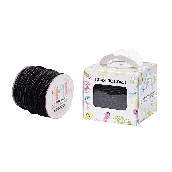 

PandaHall Elastic Cord, with Nylon Outside and Rubber Inside, Round, Black, 2mm, 43.74yards/roll(40m/roll) Elastic Fibre Round Black