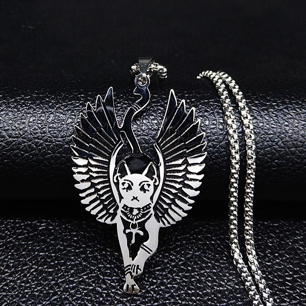

PandaHall 304 Stainless Steel Enamel Pendant Necklaces for Women Men, Egypt Cat , Stainless Steel Color, 19.57 inch(49.7cm) 304 Stainless...