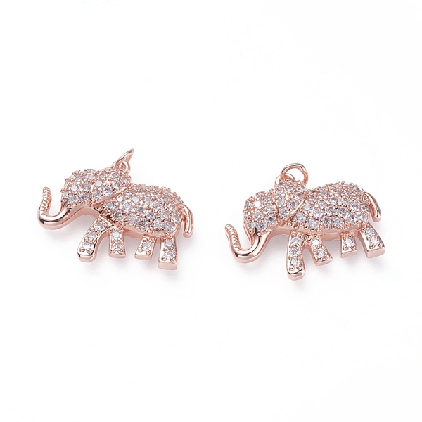 

PandaHall Brass Micro Pave Cubic Zirconia Pendants, with Soldered Jump Rings, Elephant, Clear, Rose Gold, 14x19x4mm, Hole: 2.2mm Brass+Cubic...