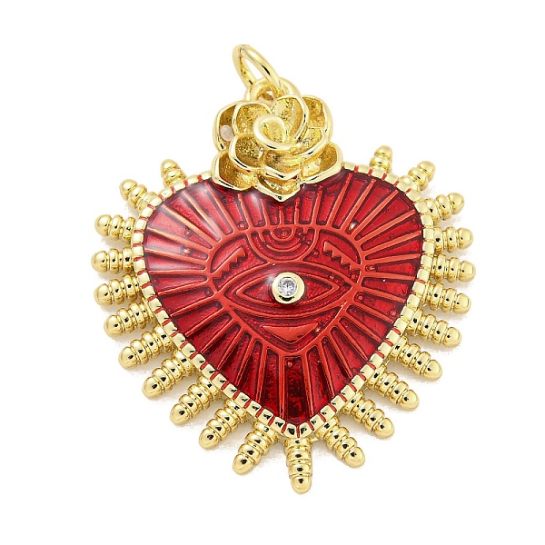 

PandaHall Brass Micro Pave Cubic Zirconia Pendants, with Enamel, with Jump Rings Long-Lasting Plated, Lead Free & Cadmium Free, Real 18K..., Pink