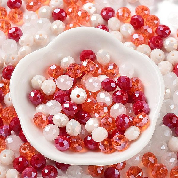

PandaHall Glass Beads, Faceted, Rondelle, Tomato, 6x5mm, Hole: 1mm, about 280pcs/60g Glass Rondelle Red