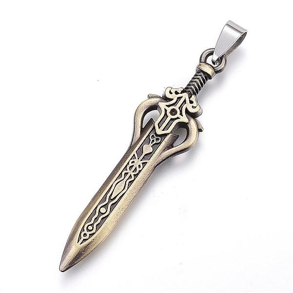 

PandaHall Tibetan Style Alloy Big Pendants, Dagger, Antique Bronze, 59.5x15x4mm, Hole: 4x9mm Alloy Tool