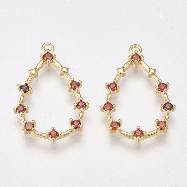 

PandaHall Brass Cubic Zirconia Pendants, Nickel Free, Real 18K Gold Plated, teardrop, Red, 24x15.5~16x2mm, Hole: 1.2mm Brass+Cubic Zirconia...