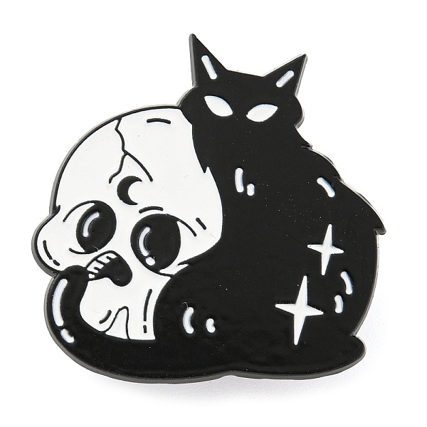 

PandaHall Cartoon Cat & Skull Enamel Pins, Black Zinc Alloy Badge, Black, 29x29x1mm Alloy+Enamel Cat Shape Black