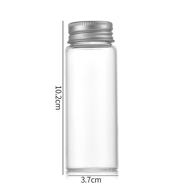 

PandaHall Clear Glass Bottles Bead Containers, Screw Top Bead Storage Tubes with Aluminum Cap, Column, Silver, 3.7x10cm, Capacity: 80ml...