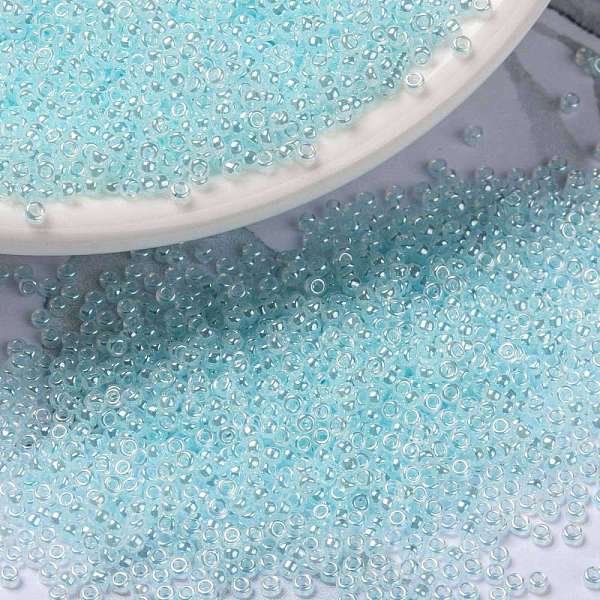 

PandaHall MIYUKI Round Rocailles Beads, Japanese Seed Beads, (RR522) Light Aqua Ceylon, 15/0, 1.5mm, Hole: 0.7mm, about 27777pcs/50g Glass..., Cyan