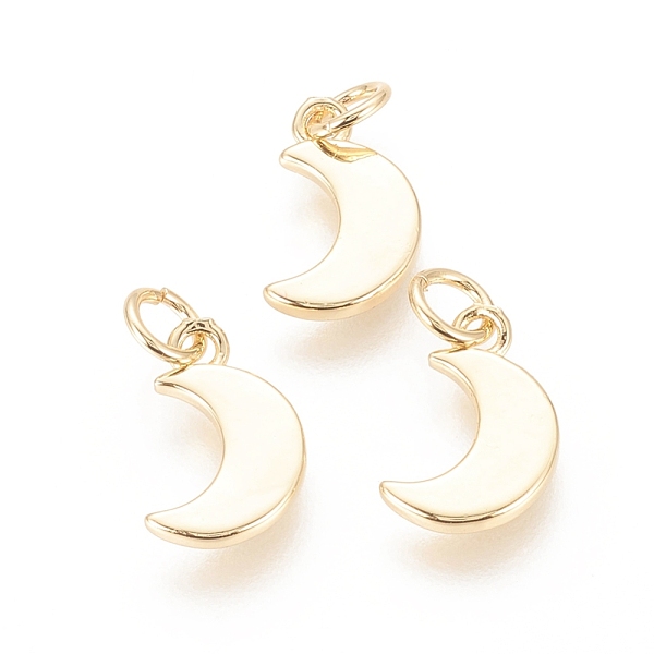 

PandaHall Brass Charms, with Jump Ring, Long-Lasting Plated, Moon, Real 18K Gold Plated, 13x8x1.5mm, Hole: 3mm Brass Moon