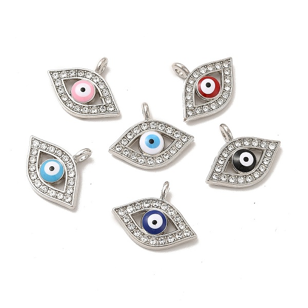 

PandaHall Alloy Enamel Pendants, with Rhinstone, Horse Eye with Evil Eye Charm, Platinum, 15.5x19.5x3mm, Hole: 2mm Alloy Rhinestone+Enamel..., Multicolor