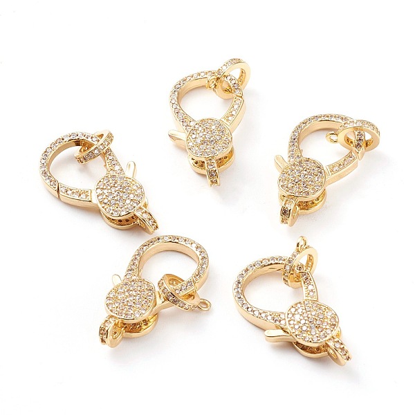 

PandaHall Brass Micro Pave Clear Cubic Zirconia Lobster Claw Clasp, Long-Lasting Plated, Real 18K Gold Plated, 26x13x5.5mm, Hole: 2mm...