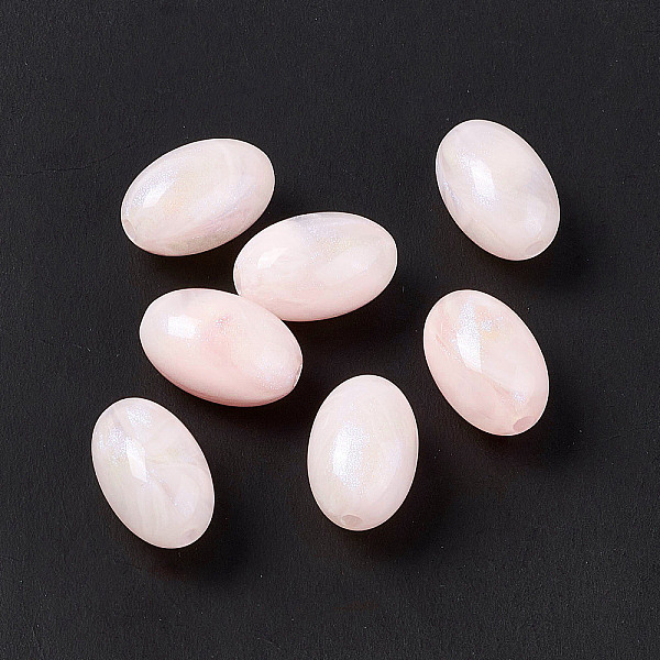 

PandaHall Opaque Acrylic Beads, AB Color, Oval, Misty Rose, 17x11~11.5mm, Hole: 2.4mm Acrylic Oval Pink