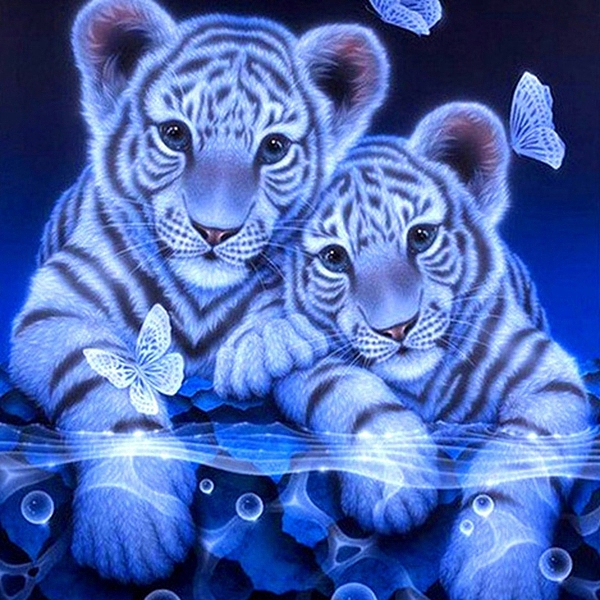 

PandaHall DIY Rectangle Tiger Diamond Painting Kits, Including Canvas, Resin Rhinestones, Diamond Sticky Pen, Tray Plate and Glue Clay...