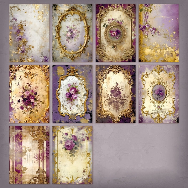 

PandaHall 30 Sheets 10 Styles Vintage Scrapbook Paper Pads, for DIY Album Scrapbook, Background Paper, Diary Decoration, Purple, 140x100mm...