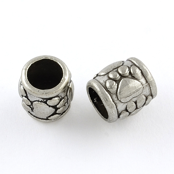 

PandaHall Tibetan Style Zinc Alloy Beads, Drum with Dog Paw Prints, Large Hole Beads, Lead Free & Cadmium Free, Antique Silver, 10x9.8mm...