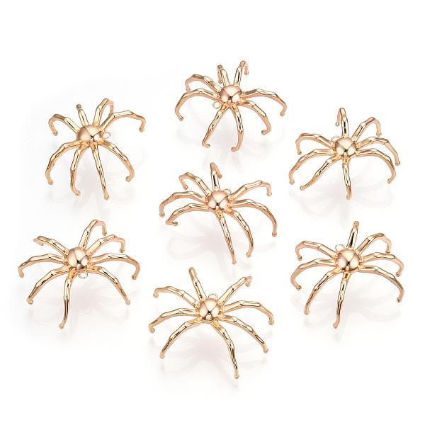 

PandaHall Brass Pendants, Spider Charm, Real 18K Gold Plated, 24~29x30~33x12mm, Hole: 1.5mm Brass Spider