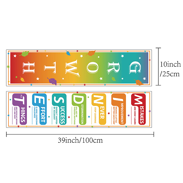 

PandaHall CREATCABIN 2Pcs Motivational Classroom Banner Poster Growth Mindset Adhesive Rainbow Classroom Decor Welcome Back to School...