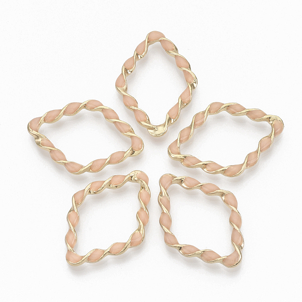 

PandaHall Eco-Friendly Alloy Linking Rings, with Enamel, Twist Rhombus, Light Gold, Light Coral, 36x25.5x4mm, Diagonal Length: 36mm, Side..., Red