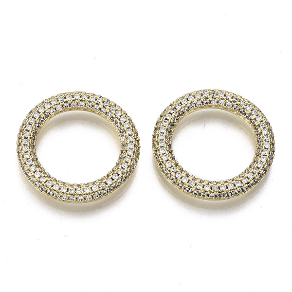 

PandaHall Brass Micro Pave Cubic Zirconia Linking Rings, Ring, Nickel Free, Clear, Real 16K Gold Plated, 25x4mm, Inner Diameter: 17mm...