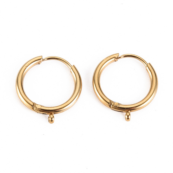 

PandaHall 316 Surgical Stainless Steel Huggie Hoop Earring Findings, with Vertical Loop, Ring, Real 14K Gold Plated, 20 Gauge, 15x13.5x1.5mm...