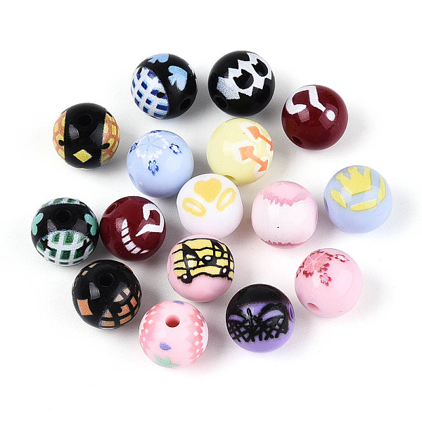 Opaque Printed Acrylic Beads