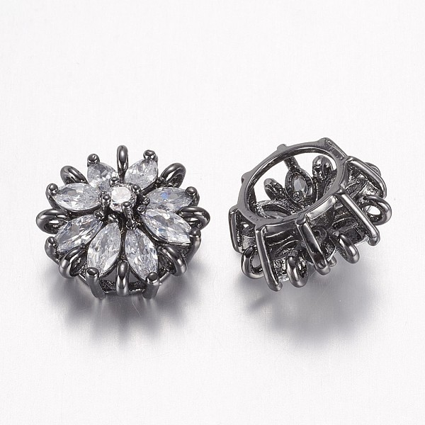 

PandaHall Brass Micro Pave Cubic Zirconia Links, Flower, Nickel Free & Lead Free, Gunmetal, 17x10mm, Hole: 1mm and 2.5x4mm Brass+Cubic...
