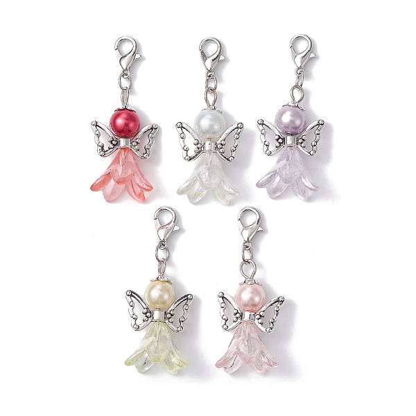 

PandaHall Angel Acrylic Pendant Decorations, with Alloy Lobster Claw Clasps, Mixed Color, 44mm Acrylic Angel & Fairy Multicolor