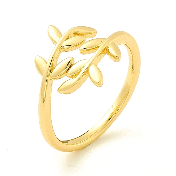 

PandaHall Brass Leaf Wrapped Open Cuff Ring for Women, Cadmium Free & Lead Free, Real 18K Gold Plated, US Size 7 3/4(17.9mm) Brass