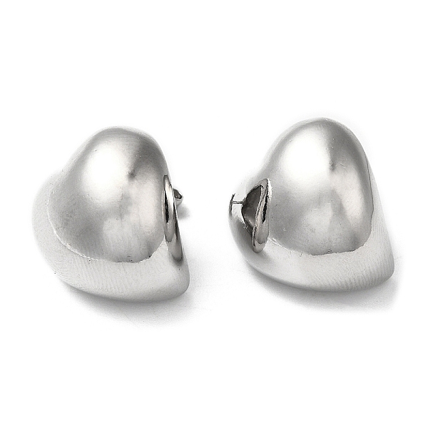 

PandaHall Rack Plating Brass Heart Stud Earrings, Platinum, 18.5x19mm Brass Heart